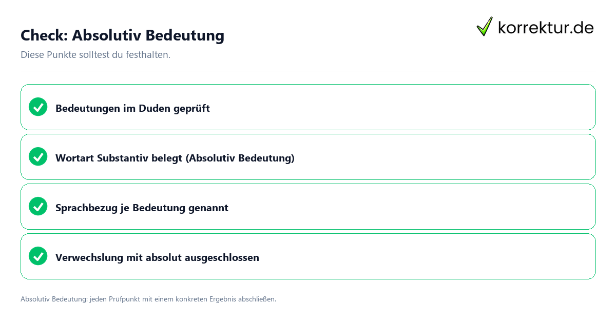 Absolutiv Bedeutung mit einer themenspezifischen Checkliste