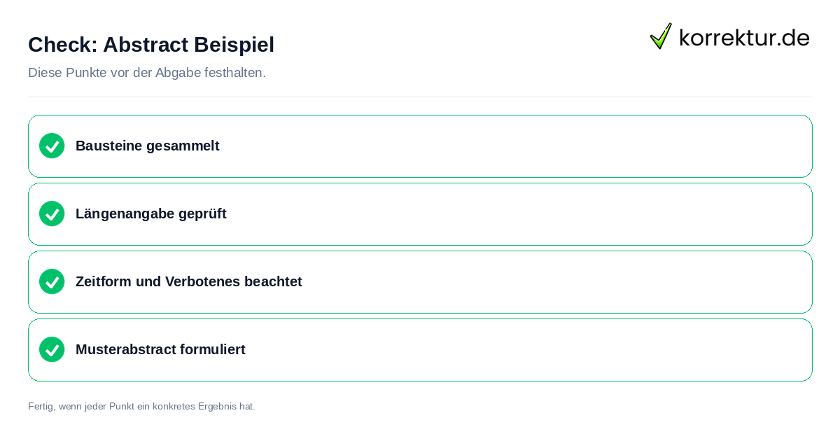 Abstract Beispiel: Prüfliste mit vier Punkten