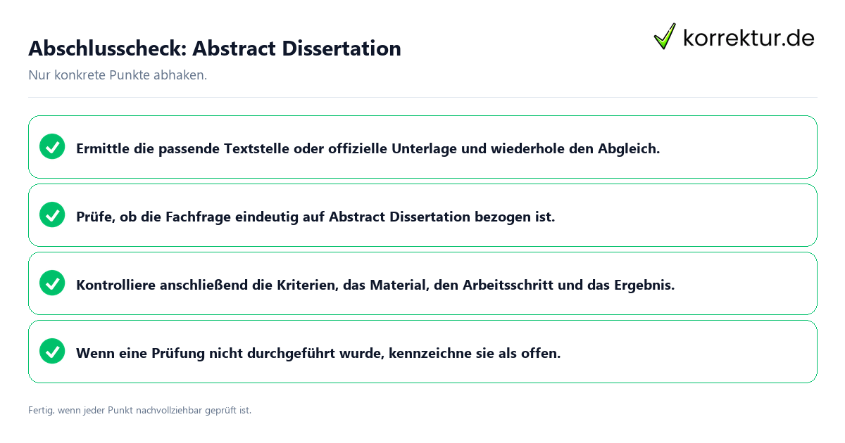 Konkreter Abschlusscheck zu Abstract Dissertation