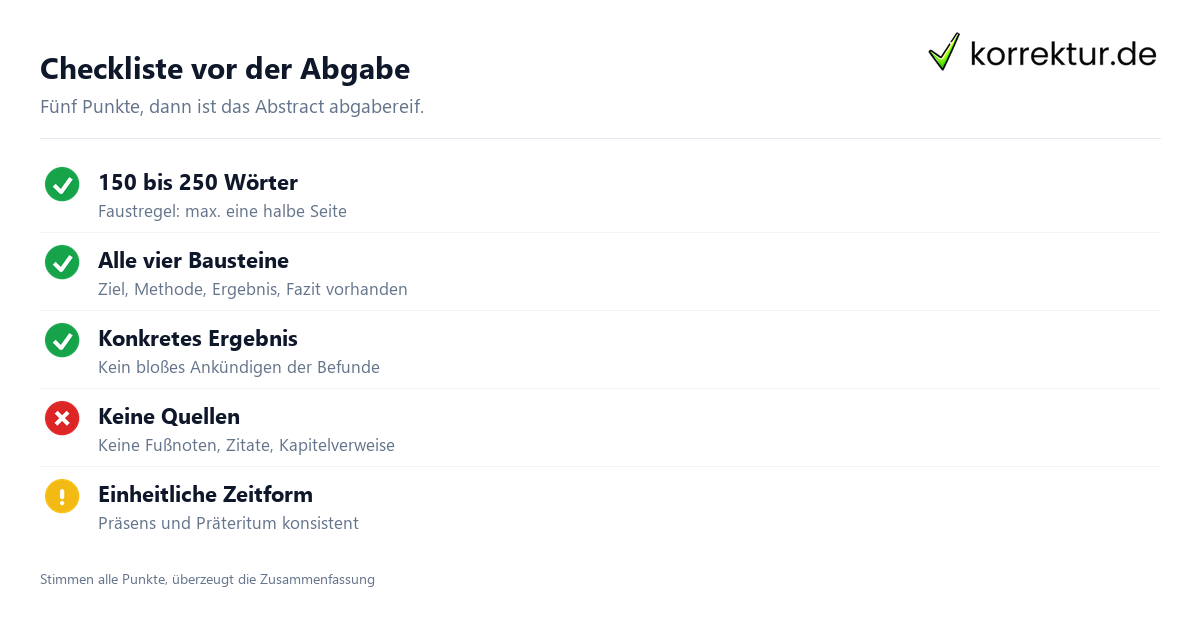 Checkliste für ein gelungenes Abstract Masterarbeit