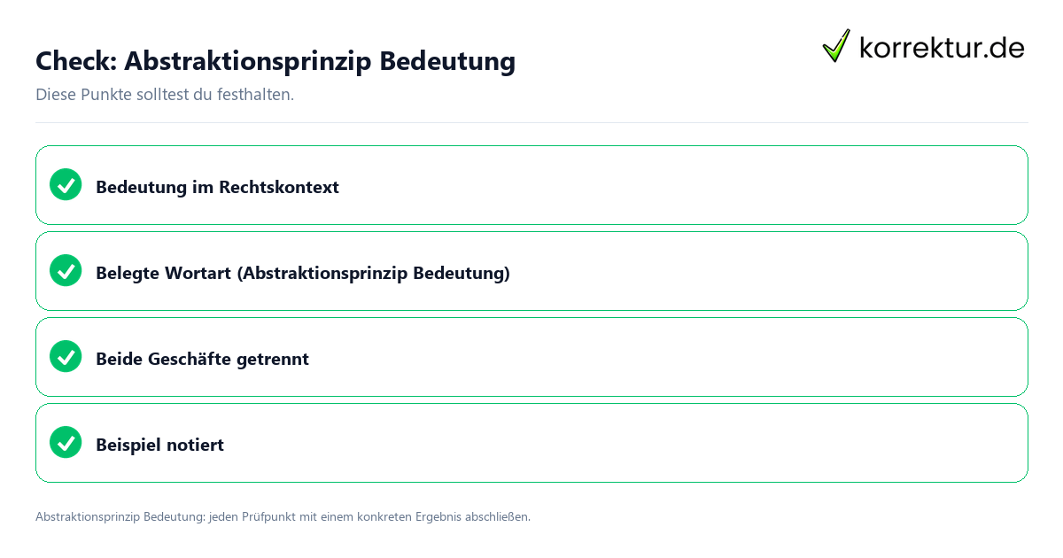 Abstraktionsprinzip Bedeutung mit einer themenspezifischen Checkliste