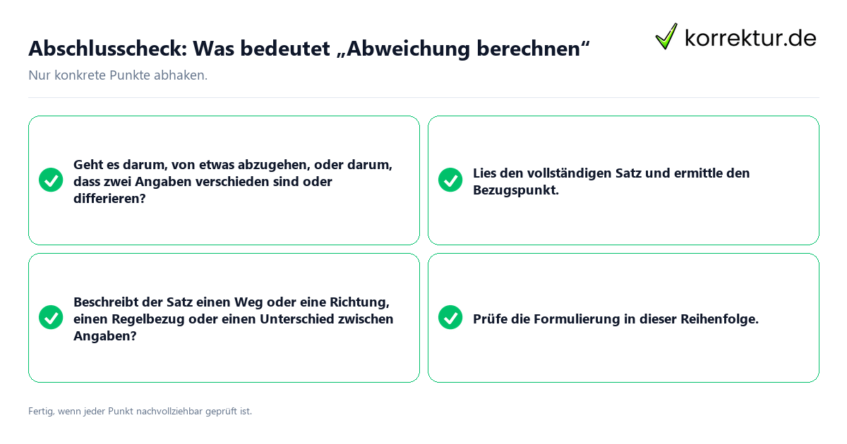 Konkreter Abschlusscheck zu Was bedeutet „Abweichung berechnen“