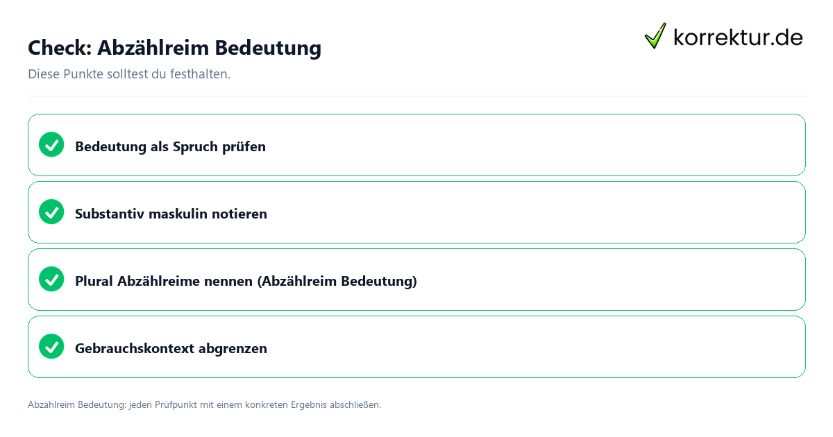 Check: Abzählreim Bedeutung Abzählreim Bedeutung mit einer themenspezifischen Checkliste