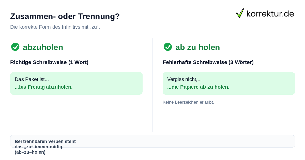 Abzuholen vs ab zu holen: Korrekte Schreibweise beim Partikelverb