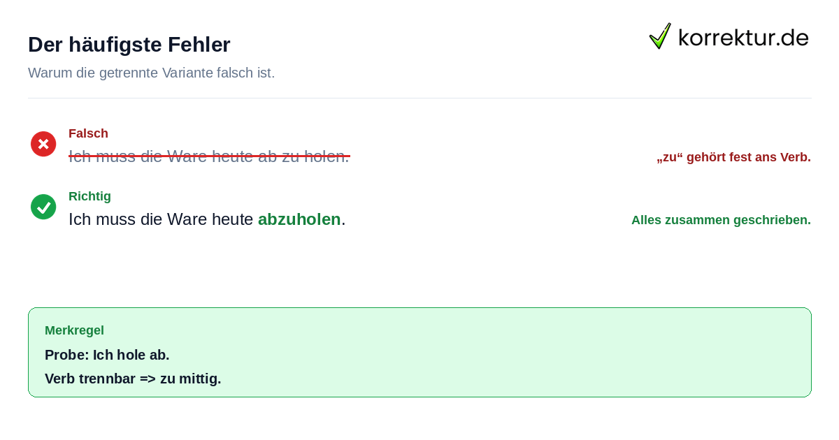 Der häufigste Fehler Rotstiff Korrektur: Abzuholen richtig ausschreiben lernen