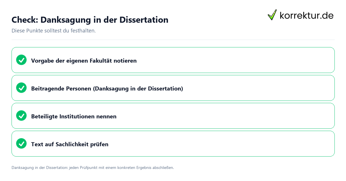 Check: Danksagung in der Dissertation Danksagung in der Dissertation mit einer themenspezifischen Checkliste