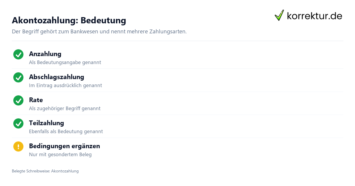 Akontozahlung: Bedeutung Was bedeutet Akontozahlung? Bedeutungen im Überblick