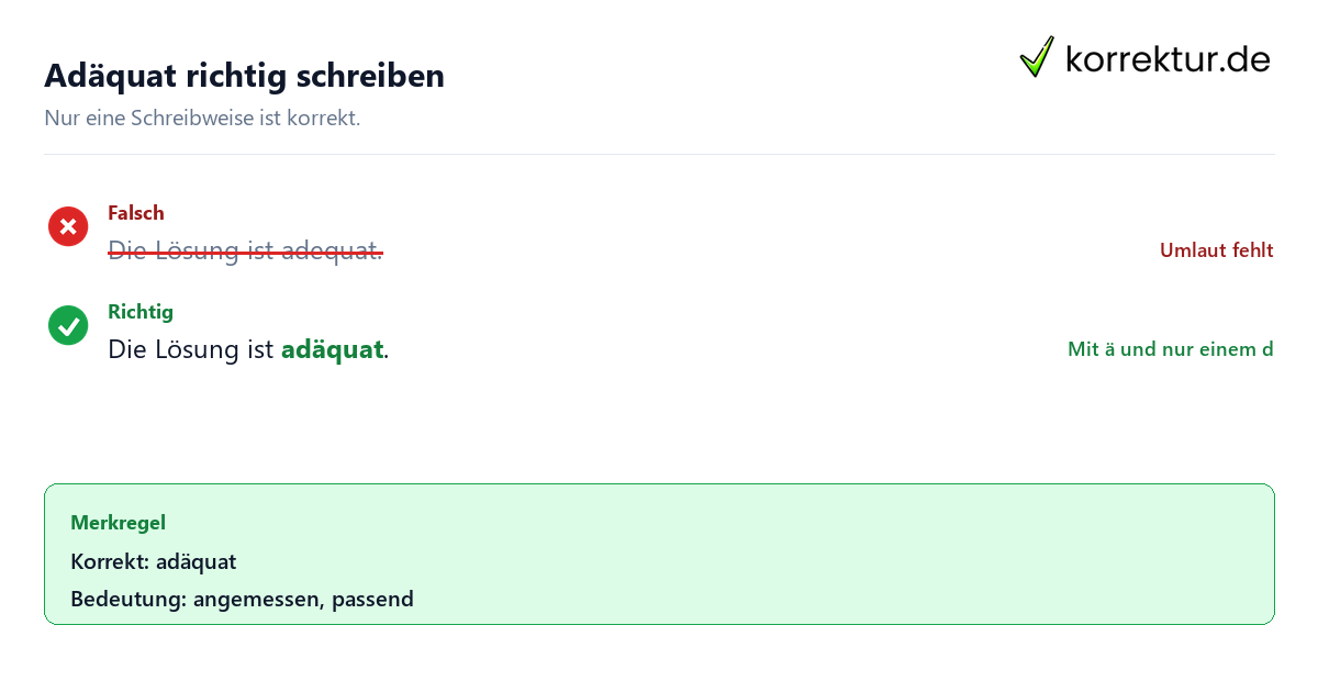 Adäquat richtig schreiben adäquat Bedeutung und korrekte Schreibweise mit Umlaut