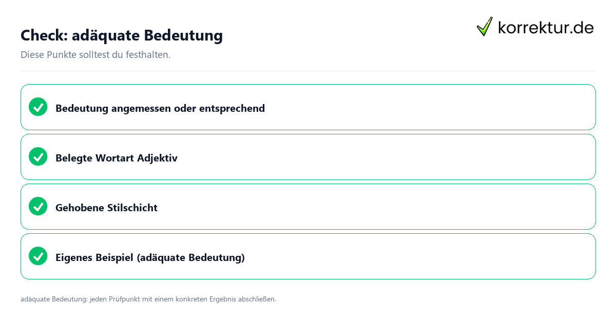 Adäquate Bedeutung mit einer themenspezifischen Checkliste