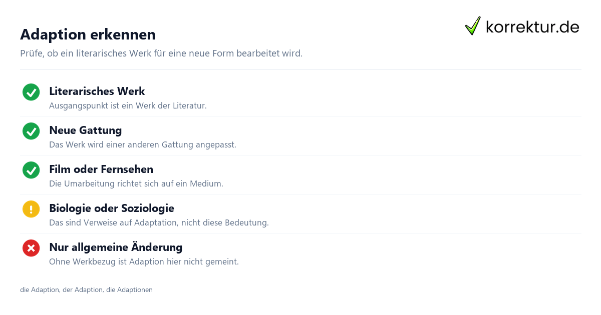 Adaption erkennen Was bedeutet Adaption? Bedeutung und Verwendung: Merkmale