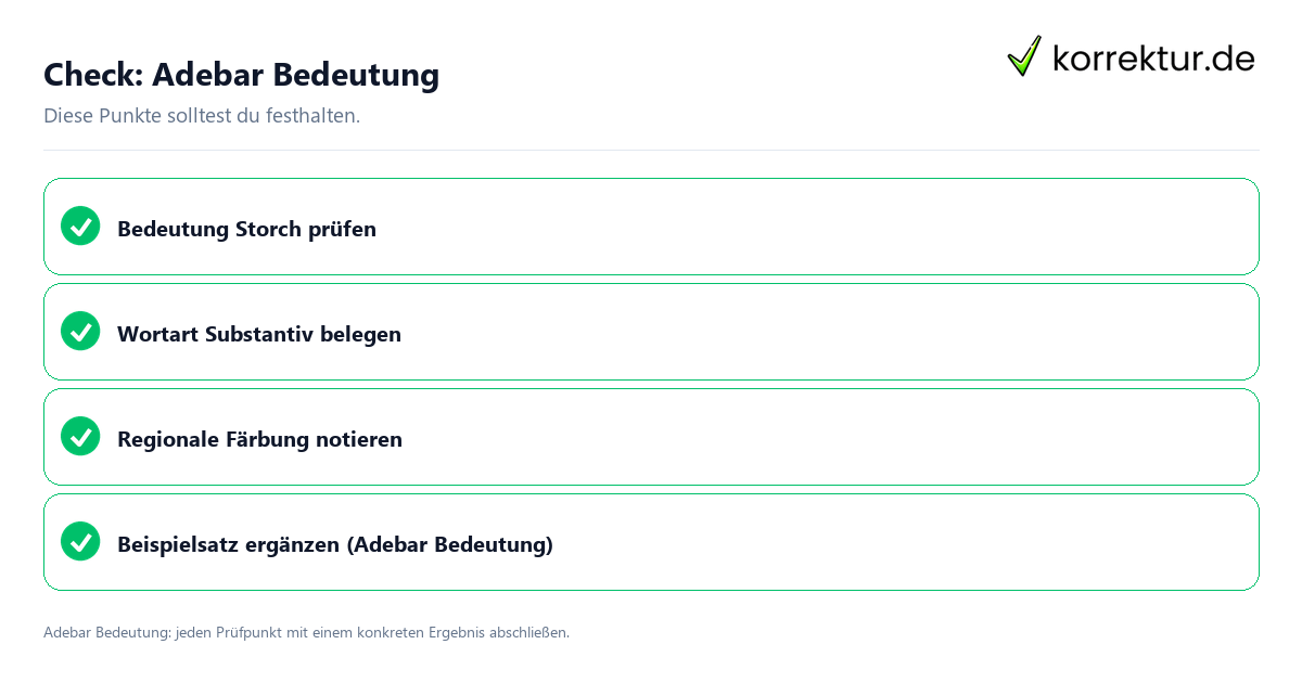 Check: Adebar Bedeutung Adebar Bedeutung mit einer themenspezifischen Checkliste
