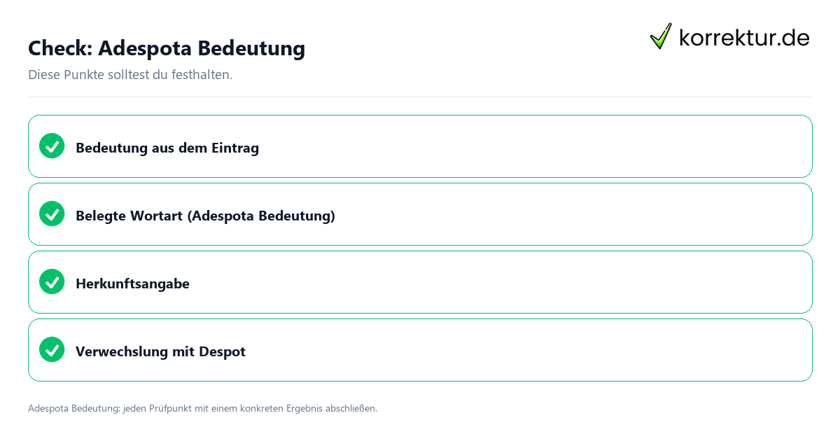 Adespota Bedeutung mit einer themenspezifischen Checkliste