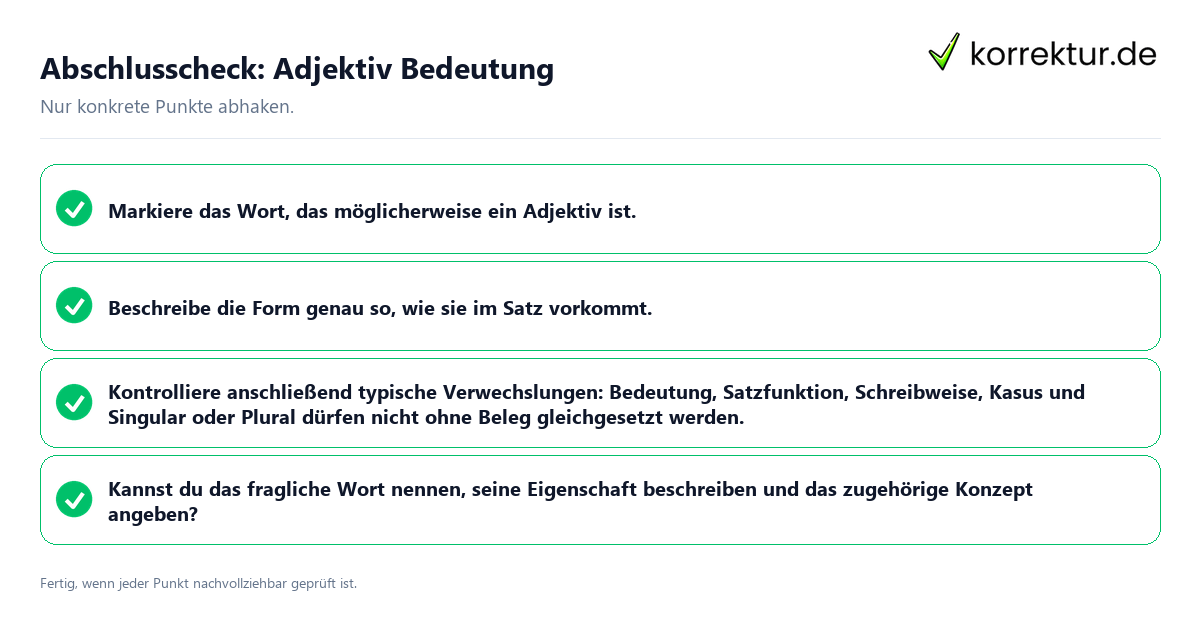 Abschlusscheck: Adjektiv Bedeutung Konkreter Abschlusscheck zu Adjektiv Bedeutung