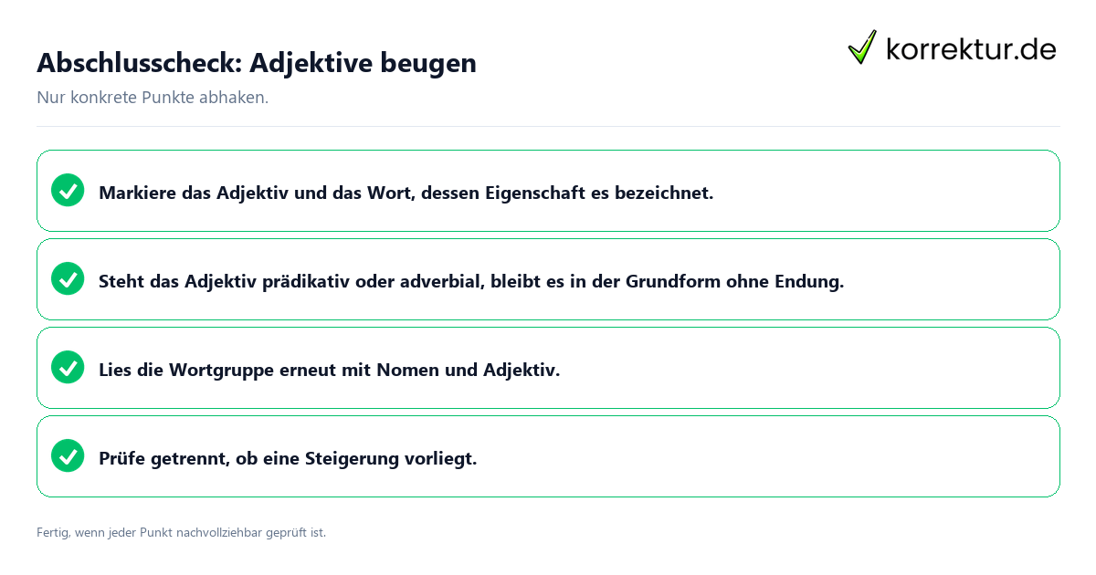 Konkreter Abschlusscheck zu Adjektive beugen