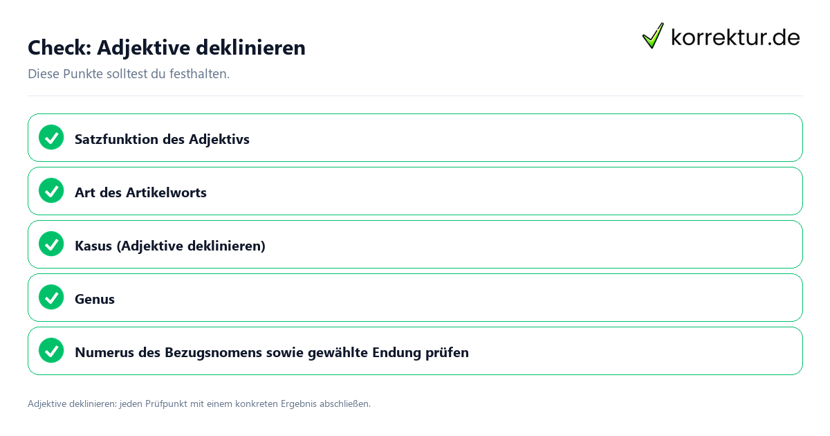 Check: Adjektive deklinieren Adjektive deklinieren mit einer themenspezifischen Checkliste
