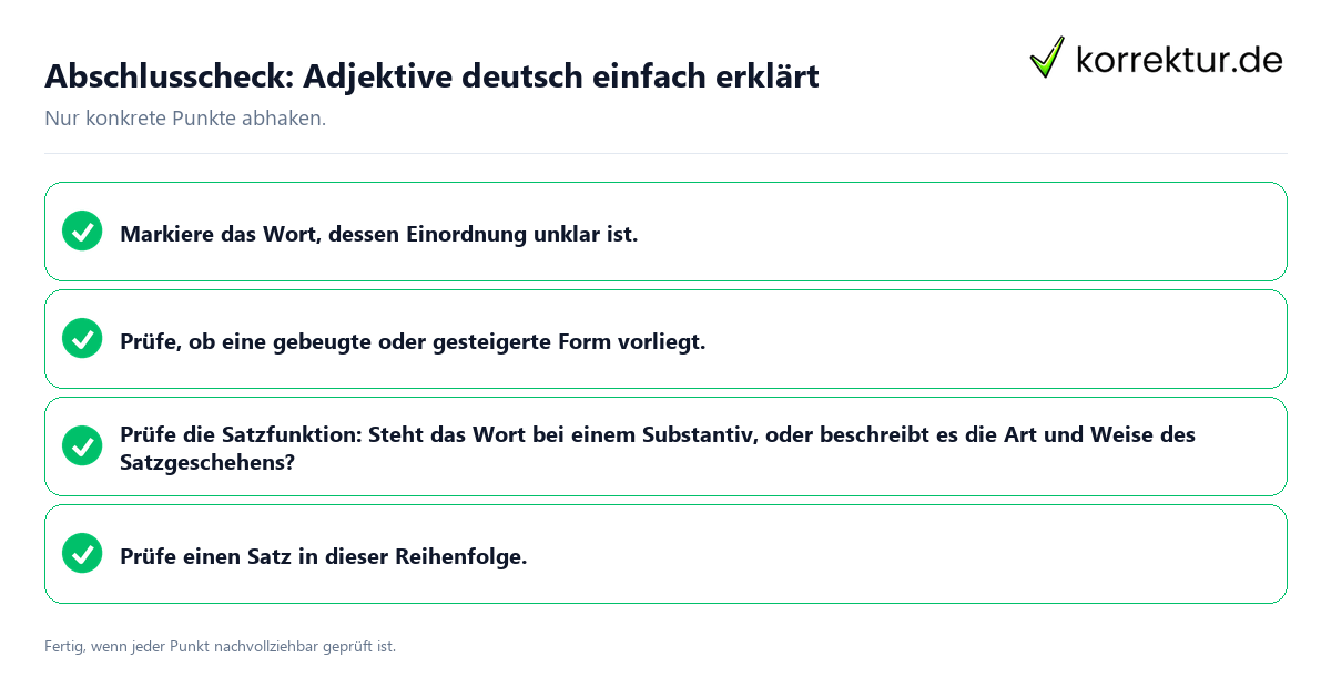 Konkreter Abschlusscheck zu Adjektive deutsch einfach erklärt
