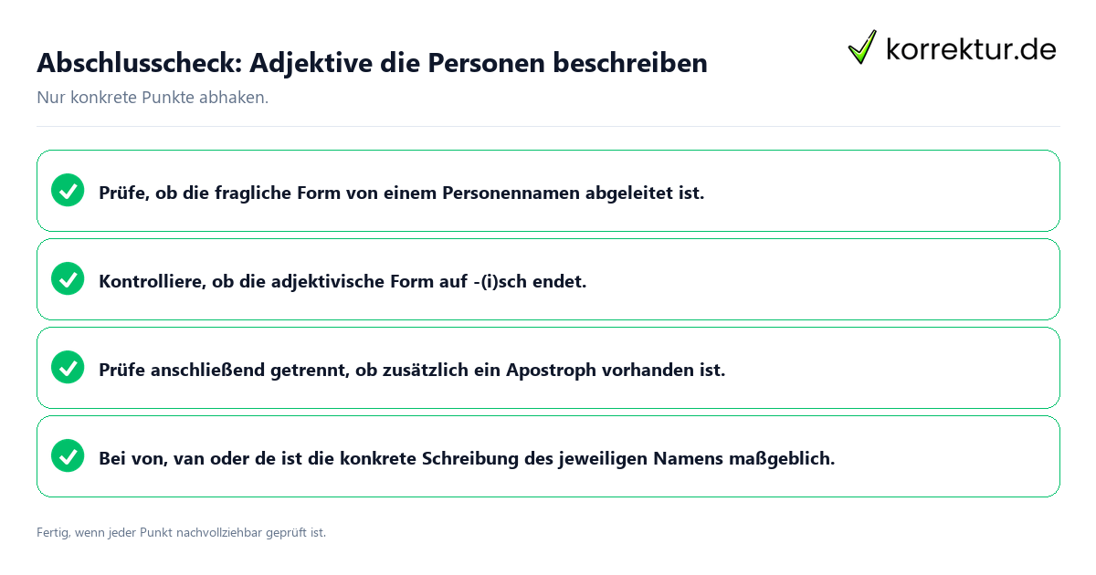 Konkreter Abschlusscheck zu Adjektive die Personen beschreiben