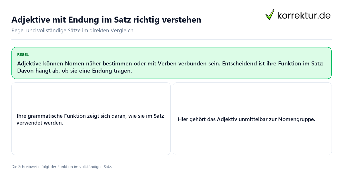 Konkrete Regel und vollständige Beispielsätze zu Adjektive mit Endung im Satz richtig verstehen