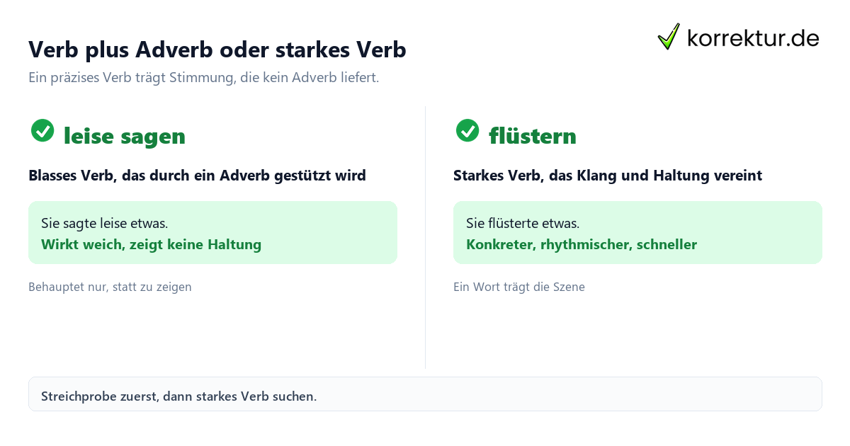 Adjektive streichen: schwaches Verb plus Adverb gegen starkes Verb im Vergleich