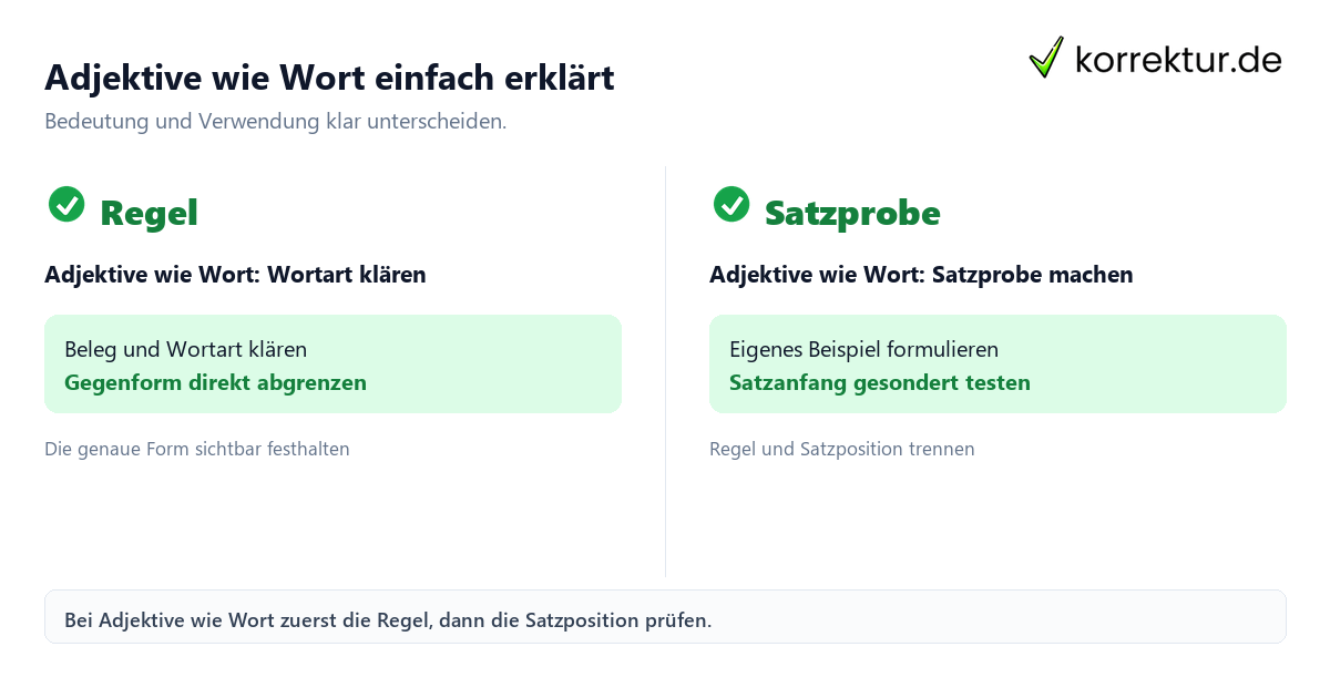 Adjektive wie Wort einfach erklärt mit Bedeutung und passender Verwendung im Vergleich