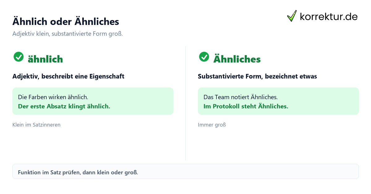 Ähnlich oder Ähnliches Ähnlich oder Ähnliches: Vergleich der beiden Schreibweisen