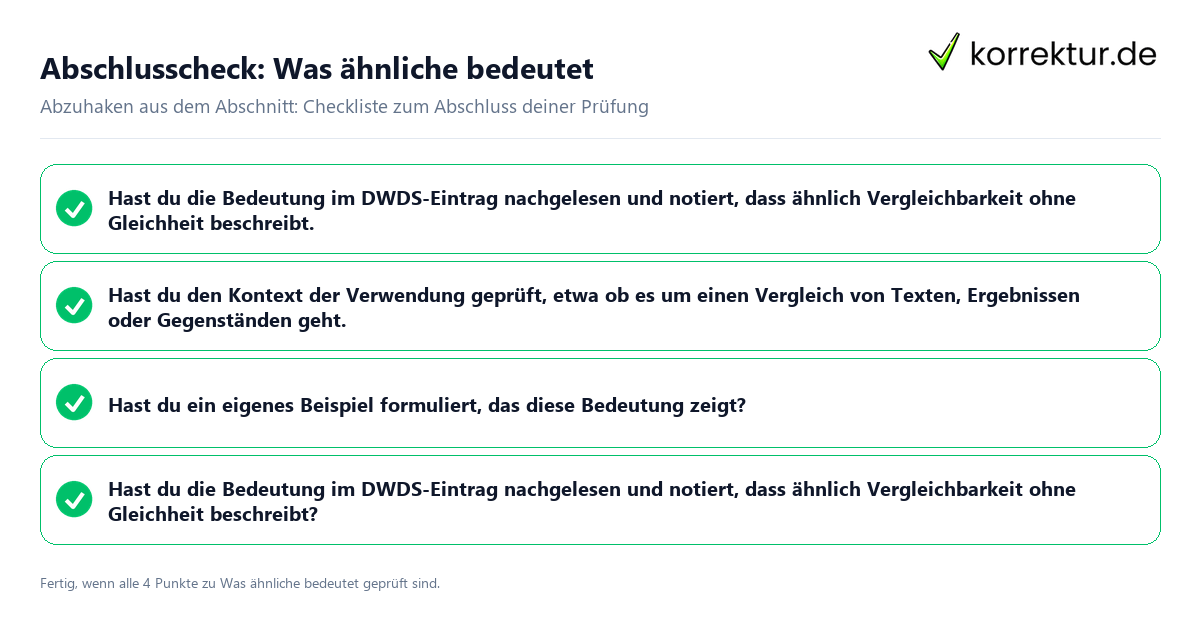 Konkreter Abschlusscheck zu Was ähnliche bedeutet