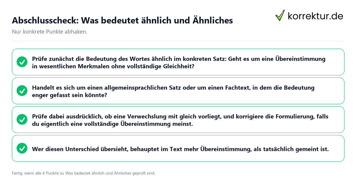 Abschlusscheck: Was bedeutet ähnlich und Ähnliches Konkreter Abschlusscheck zu Was bedeutet ähnlich und Ähnliches