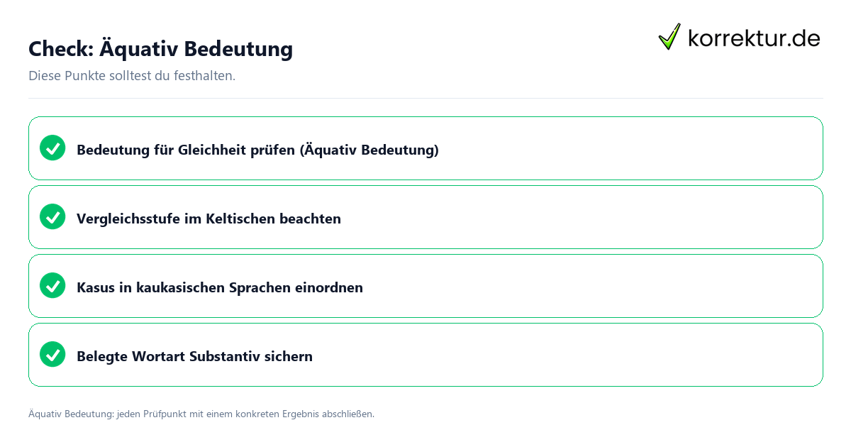 Äquativ Bedeutung mit einer themenspezifischen Checkliste