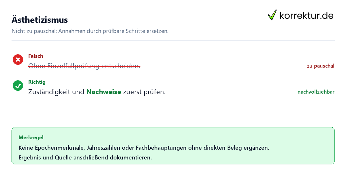 Ungeeignete und belastbare Vorgehensweise bei Ästhetizismus