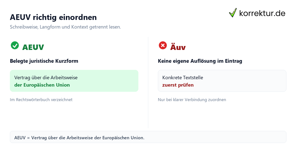 AEUV richtig einordnen Was bedeutet AEUV? Abkürzung und Kontext erklärt: AEUV und Äuv im Vergleich