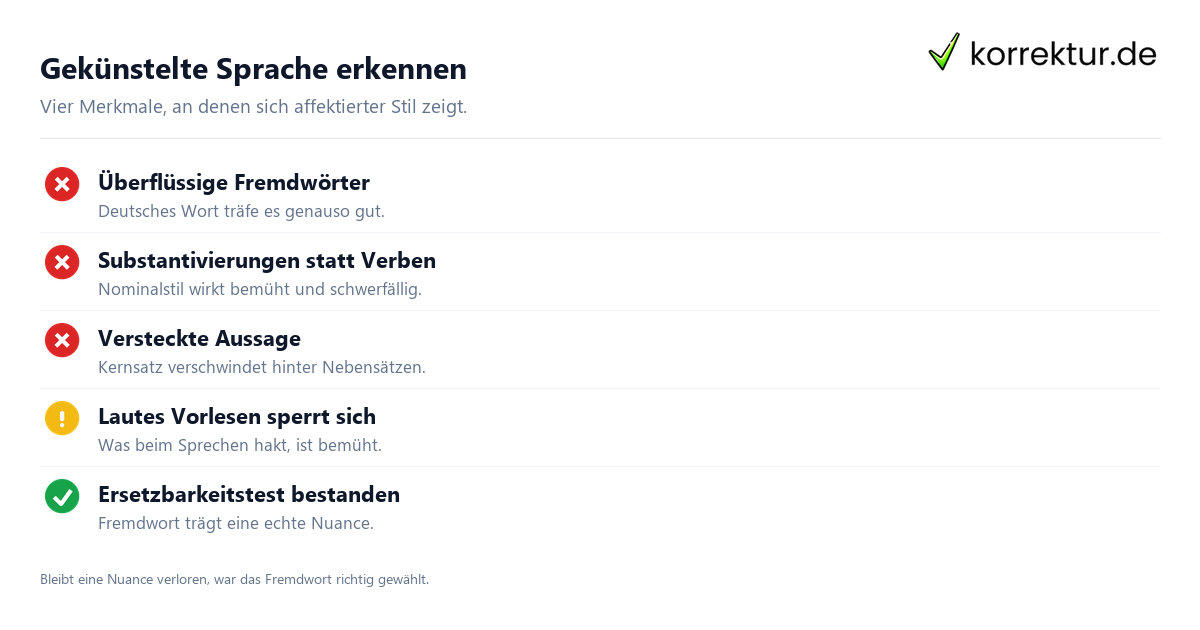 Affektiert Bedeutung