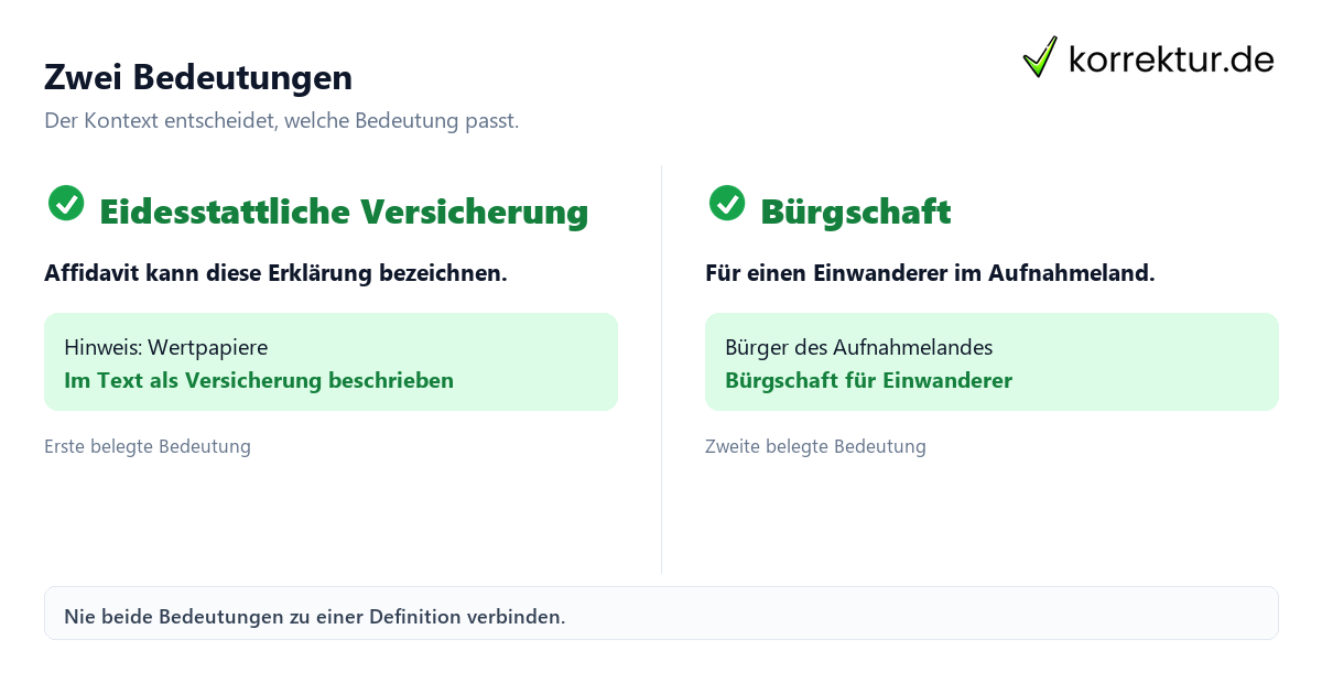 Zwei Bedeutungen Affidavit verständlich erklärt: Bedeutung und Gebrauch, zwei Bedeutungen im Vergleich