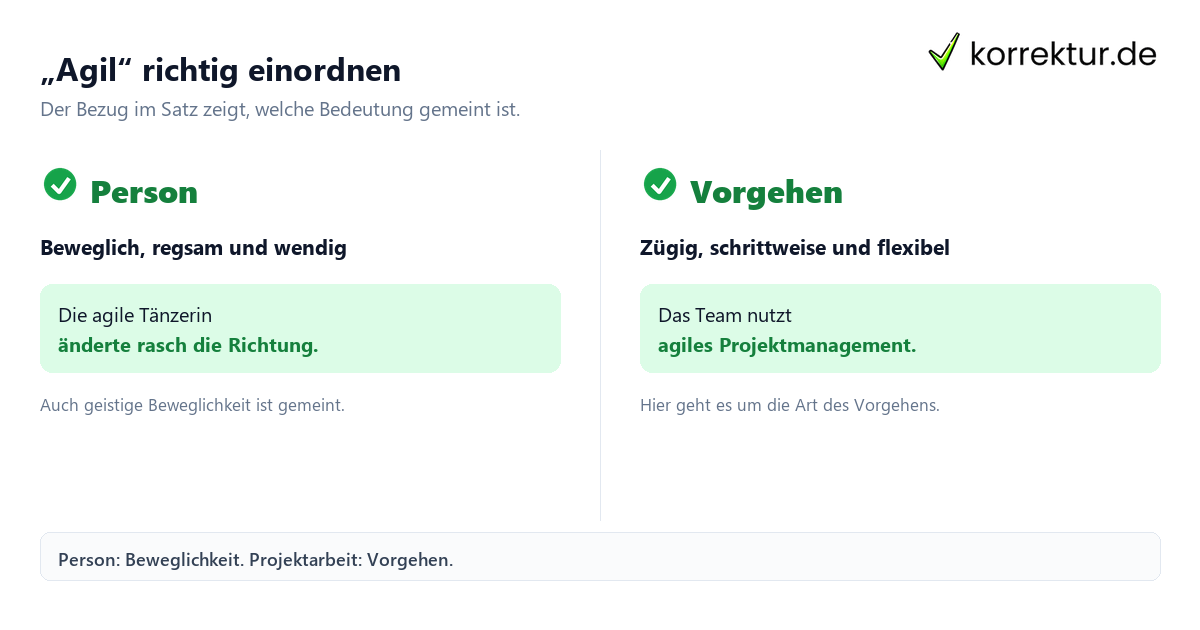 „Agil“ richtig einordnen Was „agil“ bedeutet und wie das Wort verwendet wird: zwei Bedeutungen