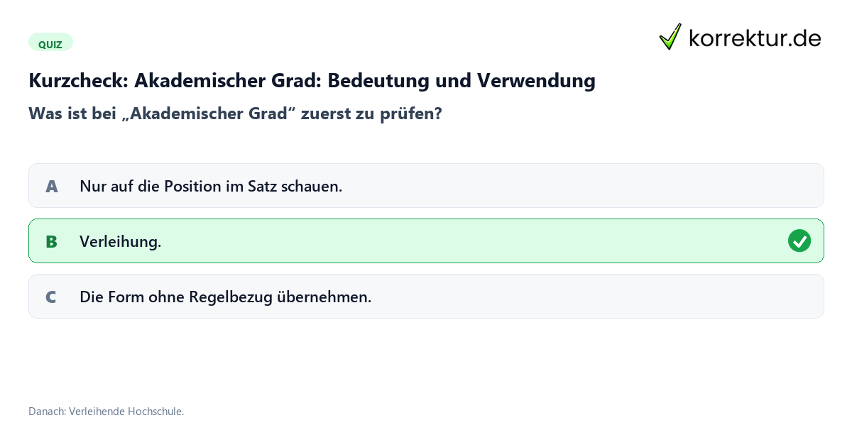 Akademischer Grad: Bedeutung und Verwendung mit einem Kurzquiz zum sinnvollen nächsten Schritt