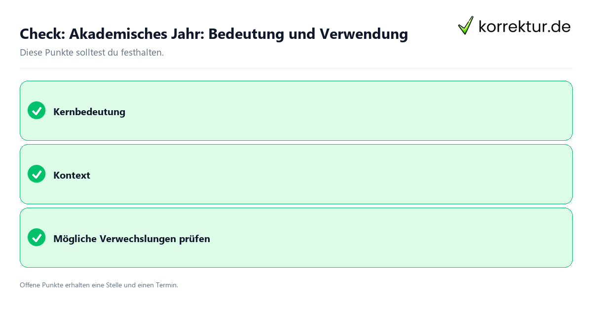 Akademisches Jahr: Bedeutung und Verwendung mit Checkliste für Unterlagen und nächste Schritte