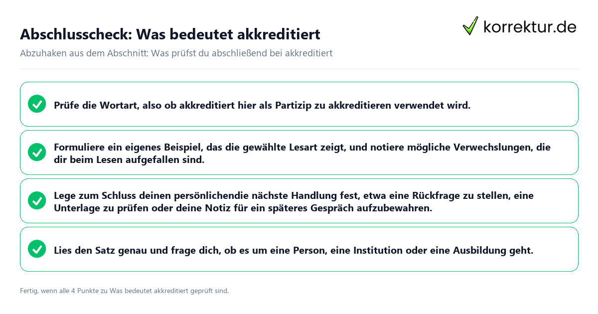 Konkreter Abschlusscheck zu Was bedeutet akkreditiert
