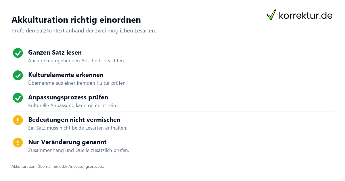 Akkulturation richtig einordnen Was bedeutet Akkulturation und wie wird das Wort verwendet, Bedeutung prüfen