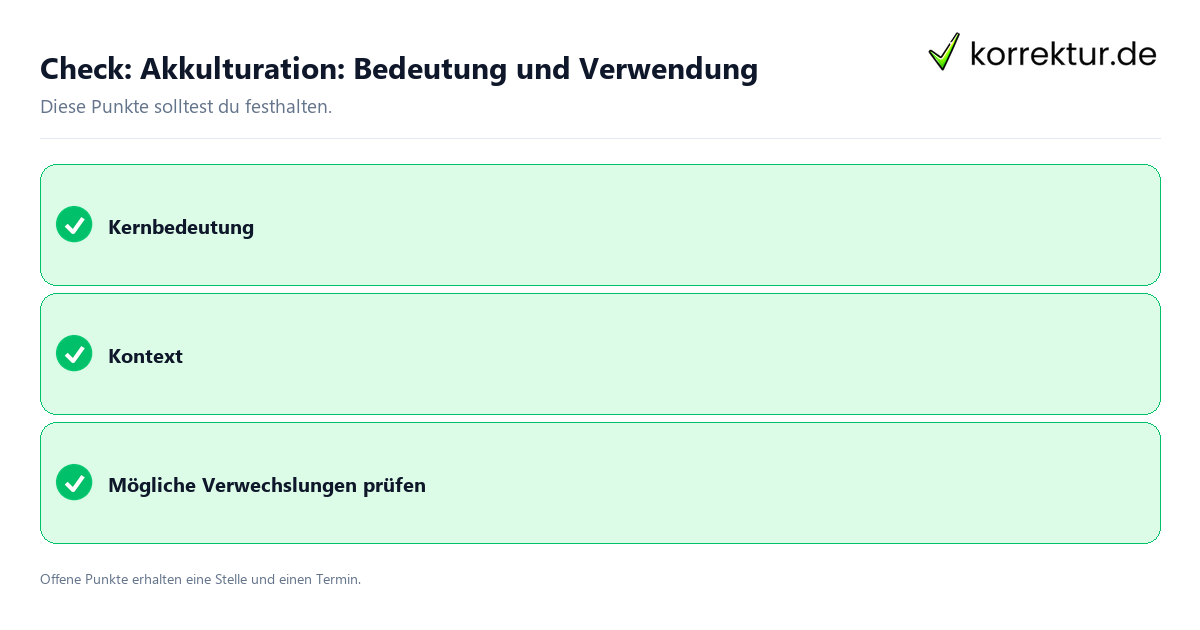 Akkulturation: Bedeutung und Verwendung mit Checkliste für Unterlagen und nächste Schritte