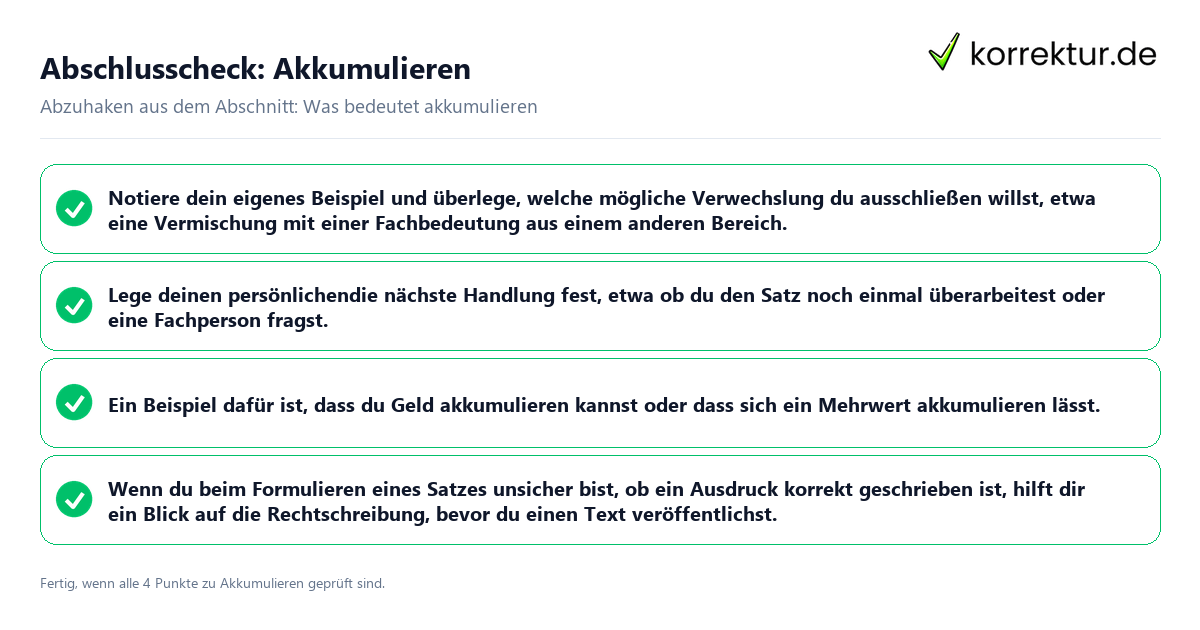 Abschlusscheck: Akkumulieren Konkreter Abschlusscheck zu Akkumulieren