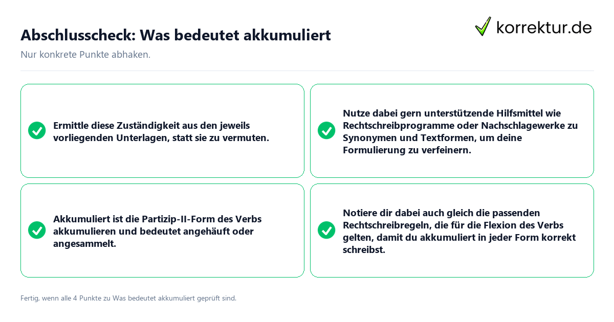 Konkreter Abschlusscheck zu Was bedeutet akkumuliert