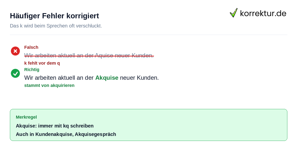 Rotstift Korrektur Akquise statt Aquise