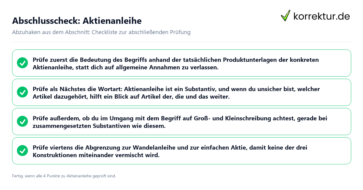 Abschlusscheck: Aktienanleihe Konkreter Abschlusscheck zu Aktienanleihe