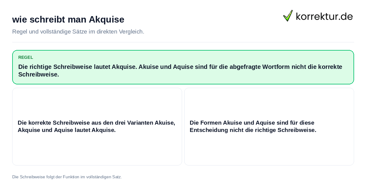 wie schreibt man Akquise Konkrete Regel und vollständige Beispielsätze zu wie schreibt man Akquise