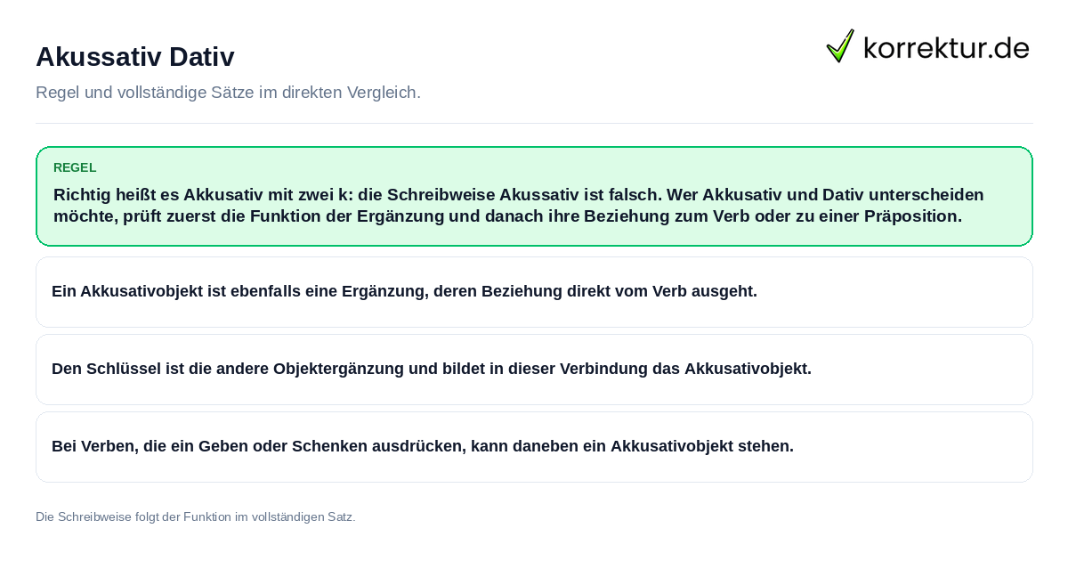 Akussativ Dativ Konkrete Regel und vollständige Beispielsätze zu Akussativ Dativ