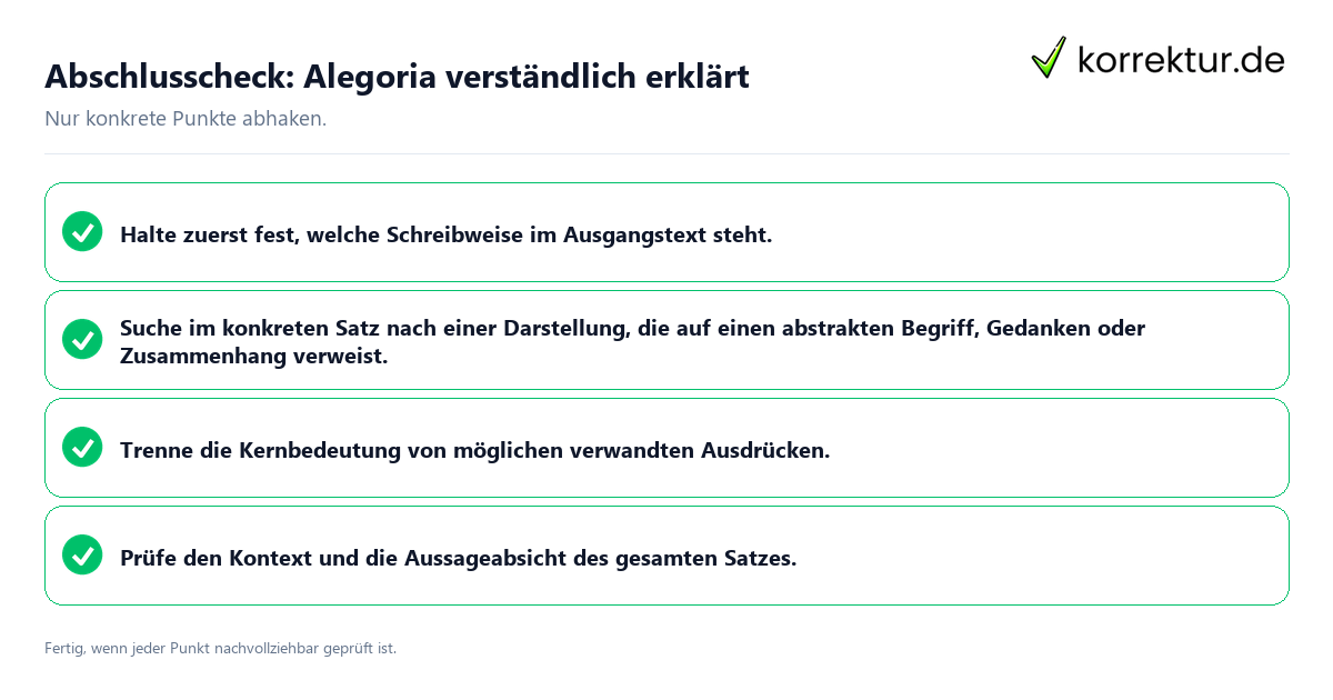 Konkreter Abschlusscheck zu Alegoria verständlich erklärt