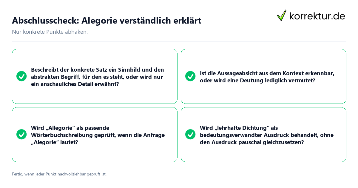 Konkreter Abschlusscheck zu Alegorie verständlich erklärt