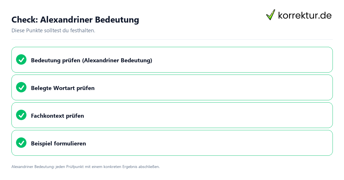 Check: Alexandriner Bedeutung Alexandriner Bedeutung mit einer themenspezifischen Checkliste