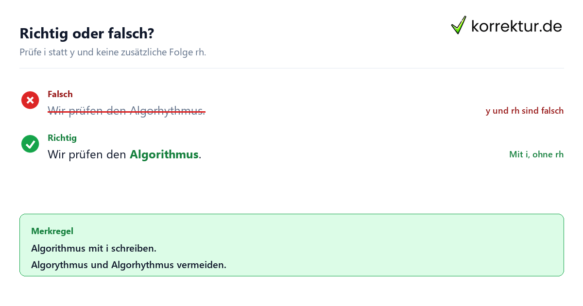 Richtig oder falsch? Algorithmus: die richtige Schreibweise im Satz