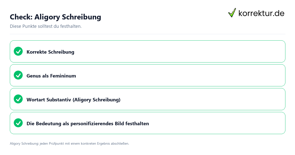 Check: Aligory Schreibung Aligory Schreibung mit einer themenspezifischen Checkliste