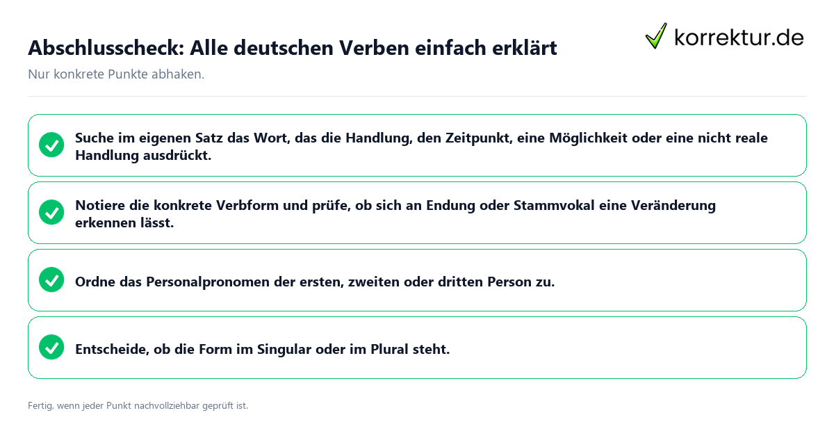 Konkreter Abschlusscheck zu Alle deutschen Verben einfach erklärt